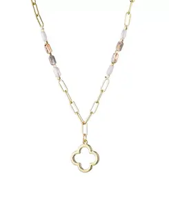 Ожерелье с подвеской в виде клевера из бисера и цепочки Adornia, gold