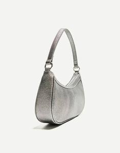 Мини-сумка Bershka с блестящим эффектом черного цвета