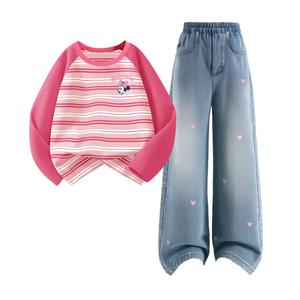 Детская повседневная спортивная одежда Disney, фуксия