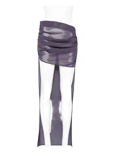 Мини-юбка из сетки с защипами Alex Perry, фиолетовый