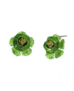 Серьги-Гвоздики с искусственными камнями в виде цветов Betsey Johnson, green