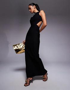 Платье макси Vesper bengaline с открытой спиной и завязками, черное