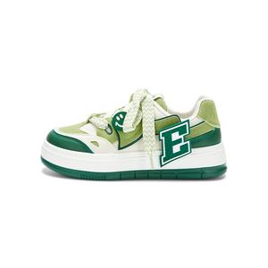 Маленькие белые кроссовки низкие скейтерские женские бежево-зеленые KARLIE KELLER