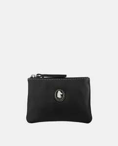 Двойной кошелек с внутренним брелоком из натуральной кожи и парусины El Potro, черный