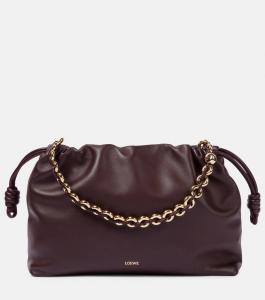 Фламенко Большой кожаный клатч Loewe, цвет dark burgundy