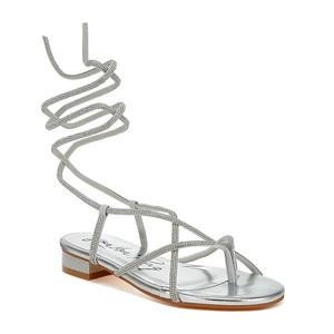 Женские сандалии Babbity с кружевной шнуровкой и стразами London Rag, Silver