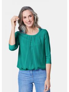 Шифоновая блузка/рубашка с рукавами 3/4 и круглым вырезом изумрудно-зеленого цвета GOLDNER