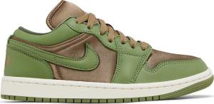Кроссовки Wmns Air Jordan 1 Low SE 'Olive Brown Kelp', зеленый