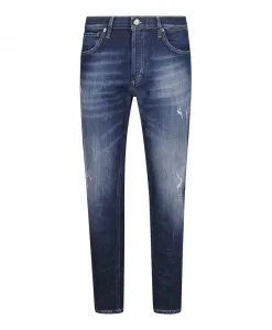 Джинсы-«Морковка» с нашивками Dondup, синий