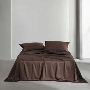 Calvin Klein Комплект постельного белья Queen, жемчужный с коричневой каймой, из хлопкового сатина с мягким блеском и глубокими карманами. В комплекте: пододеяльник, простыня, наволочки.