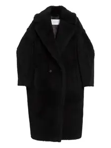 Пальто с флисовым воротником Max Mara, черный