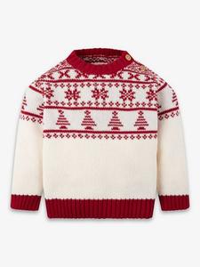 Детский свитер из хлопка в стиле фэр-айл The Little Tailor, Cream/Red