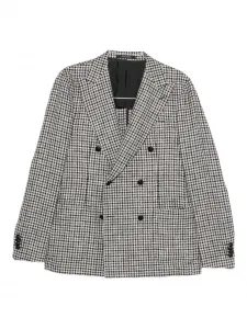 Двубортный блейзер в ломаную клетку TAGLIATORE, серый