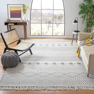 Ковер SAFAVIEH, 275 x 366 см, Natura Collection, Ivory & Navy, ручной работы марокканский богемный племенной стиль из шерсти, идеально для помещений с высокой проходимостью в гостиной, спальне (NAT856A)