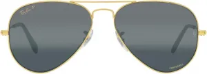 Женские поляризованные солнцезащитные очки Ray-Ban RB3025 Classic, цвет Legend Gold/Polarized Clear Gradient Dark Blue, размер 58 мм (США), brown