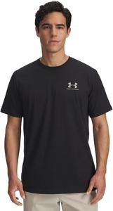 Мужская спортивная футболка Under Armour с коротким рукавом на левую грудь, (003) Black/City Khaki