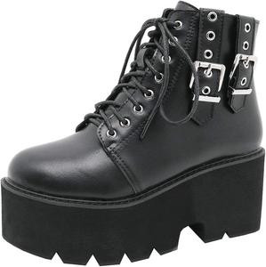 Женские ботильоны Parisuit, готическое покрытие, платформа, массивные, высокий каблук, шнуровка, боевые ботинки, панк, короткие ботильоны, Schwarz 15
