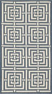 Ковер SAFAVIEH, 61 x 110 см, Washable Outdoor Courtyard Collection, Navy & Beige, Non-Shedding & Easy Cleaning, идеально для патио, входной двери, прихожей, придверный ковер (CY6937-268)