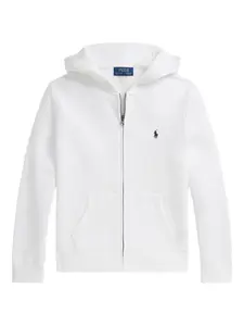 Худи на молнии с вышитым логотипом Polo Ralph Lauren Kids, белый
