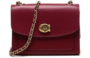 Сумка кроссбод Parker из кожи коровы на цепочке через плечо женская темно-красная COACH