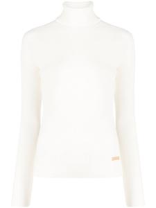 Balmain джемпер из шерсти мериноса с высоким воротником, нейтральный цвет