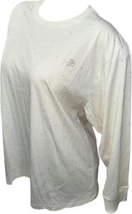 Victoria's Secret Pink Cotton Campus длинный рукав оверсайз футболка с камнями цвет Beige New, Beige Bling