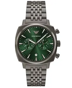 Мужские часы-хронограф с браслетом из нержавеющей стали цвета оружейной стали, 40 мм Emporio Armani, gunmetal