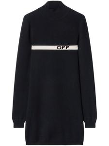 Off-White платье вязки интарсия с логотипом, черный