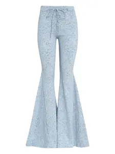 Брюки на кулиске с цветочным жаккардовым узором X Astrid Amir Slama, синий