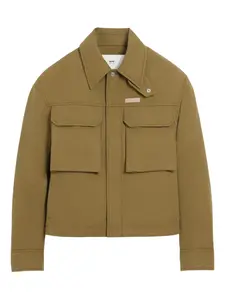 Хлопковая куртка AMI Paris, зеленый