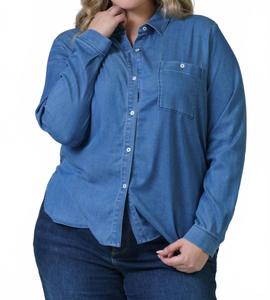 Дрю Стретч Шамбре Рубашка Плюс в среднем оттенке Lysse, Mid Wash