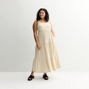 Платье макси в пол Plus size So, Tan Cream Check