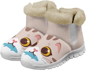 Женские зимние мини-ботинки Biyejit с утеплителем из меха, теплые снегоступы, удобные ботинки на низком ходу, легкие, без шнуровки, Cat Fish Print