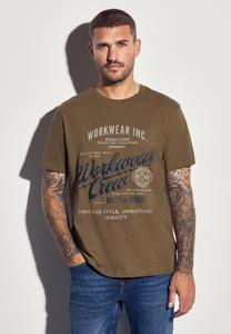Футболка Street One MEN MIT WORDING, Braun/Taupe