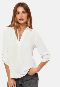 Блузка прямого кроя с v-образным вырезом, рукавами 3/4 и воротником. Lipsy, White