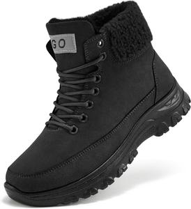 Женские зимние ботинки 2025: удобные утепленные ботильоны на шнуровке с меховой подкладкой для прогулок на улице Decould sylf, Black