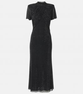 Платье миди, украшенное стразами Self-Portrait, черный