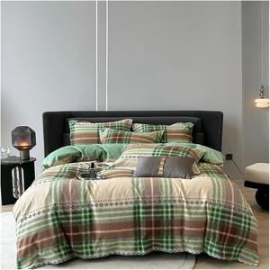 YUSIWOAL Комплект постельного белья хлопковый геометрический клетка