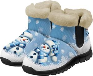 Женские зимние ботинки UNICEU, рождественские ботинки с теплой подкладкой из искусственного меха, удобные ботильоны для дома и улицы, Winter Snowflake Snowman