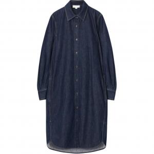 COS Длинное платье с рукавами женское синее