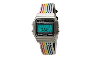 CASIO Мужские часы Retrofit Series с кварцевым механизмом и нейлоновым ремешком, черный циферблат