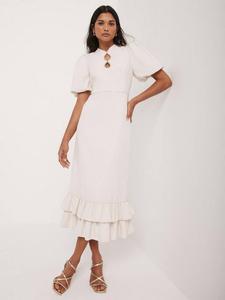 Платье миди с отделкой diamanté Mint Velvet, Natural Cream