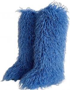 Женские сапоги ZDLJLY из искусственного меха, высокие до колена, пушистые зимние ботинки для девочек, теплые уличные меховые сапоги ZDLJYL, Blue