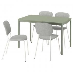 Стол и 4 стула VIHALS/VIHALS IKEA, 120/180x74 см, цвет green/white tibbleby beige-grey