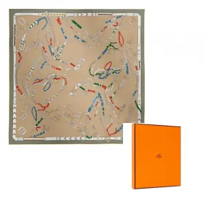 HERMES Шелковый  шарф Mulberry бежевый