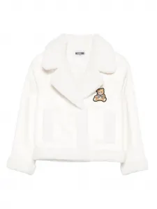 Флисовая куртка с патчем Teddy Moschino Kids, белый