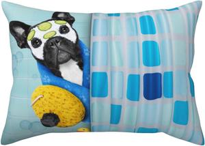 Pevtufa Чехол на подушку с принтом "французский бульдог в ванне" French Bulldog Dog in a Bathtub