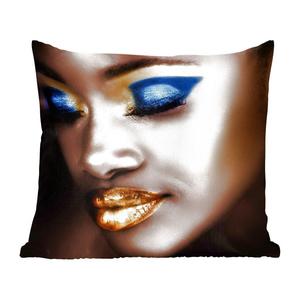 Декоративная подушка MuchoWow, подушка для дивана, декоративная подушка для гостиной, 60 x 60 см, женщина - золото - губная помада - чехол на подушку - хлопчатобумажная ткань - декоративные чехлы на подушки