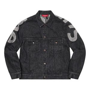 Куртка inset logo denim trucker jacket 'black grey' Supreme, черный