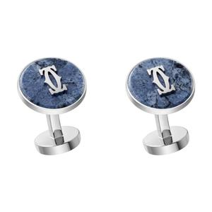 Cartier 925 Sterling Silver, Palladium Plated, Blue Topaz Cufflinks Unisex Blue